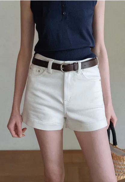 High Waist Cropped Denim Shorts