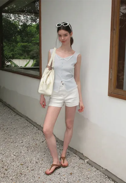 High Waist Cropped Denim Shorts