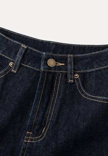 Lace Trim High Waist Denim Shorts