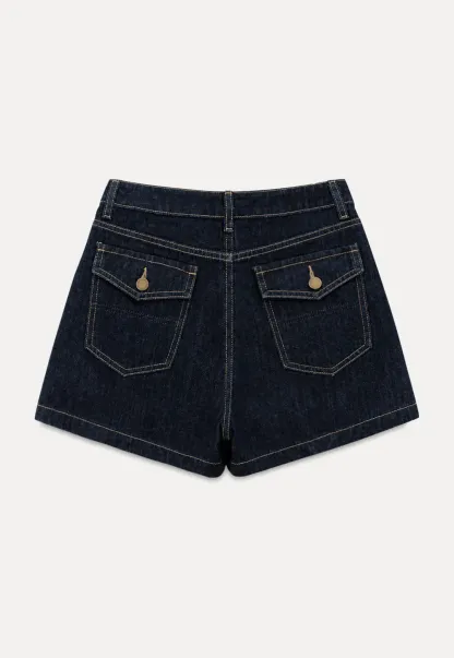 Lace Trim High Waist Denim Shorts