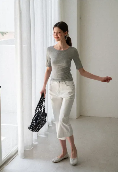 High Waist Cropped Tapered Pants