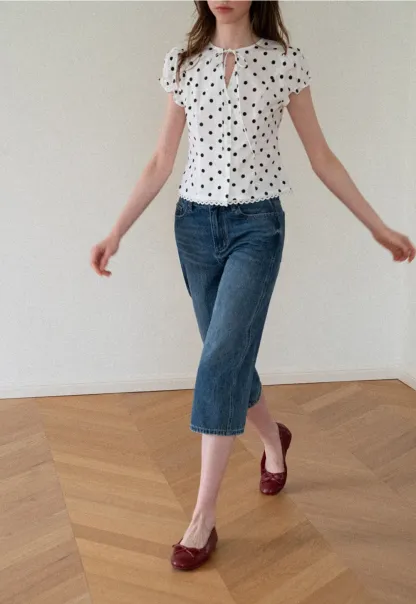 High Waist Cropped Wide Leg Denim Pants