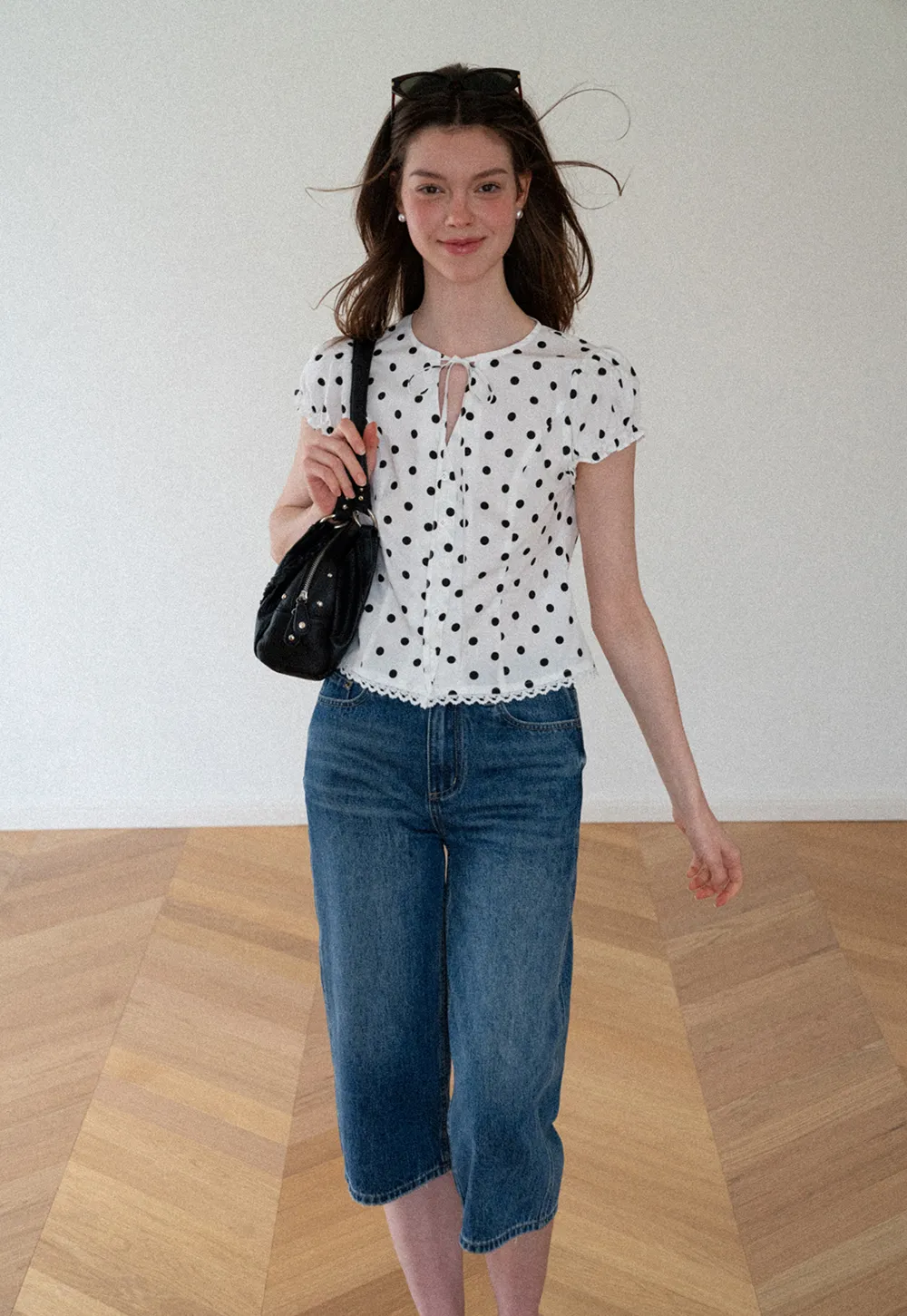 High Waist Cropped Wide Leg Denim Pants