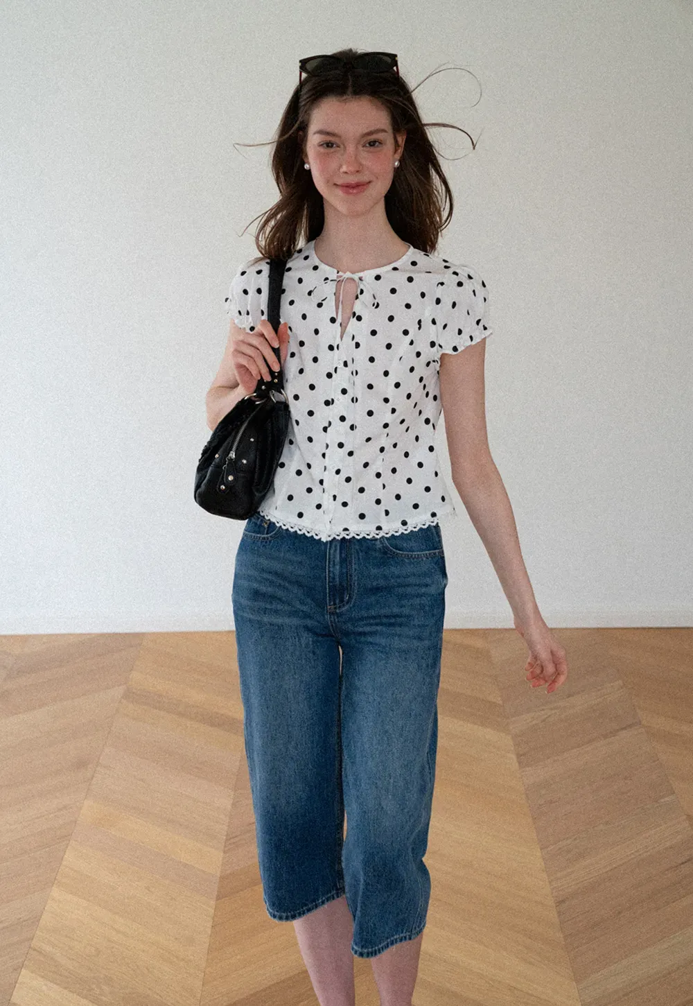 High Waist Cropped Wide Leg Denim Pants