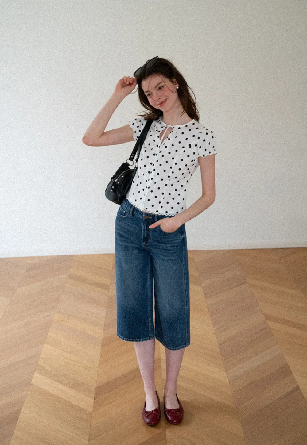 High Waist Cropped Wide Leg Denim Pants