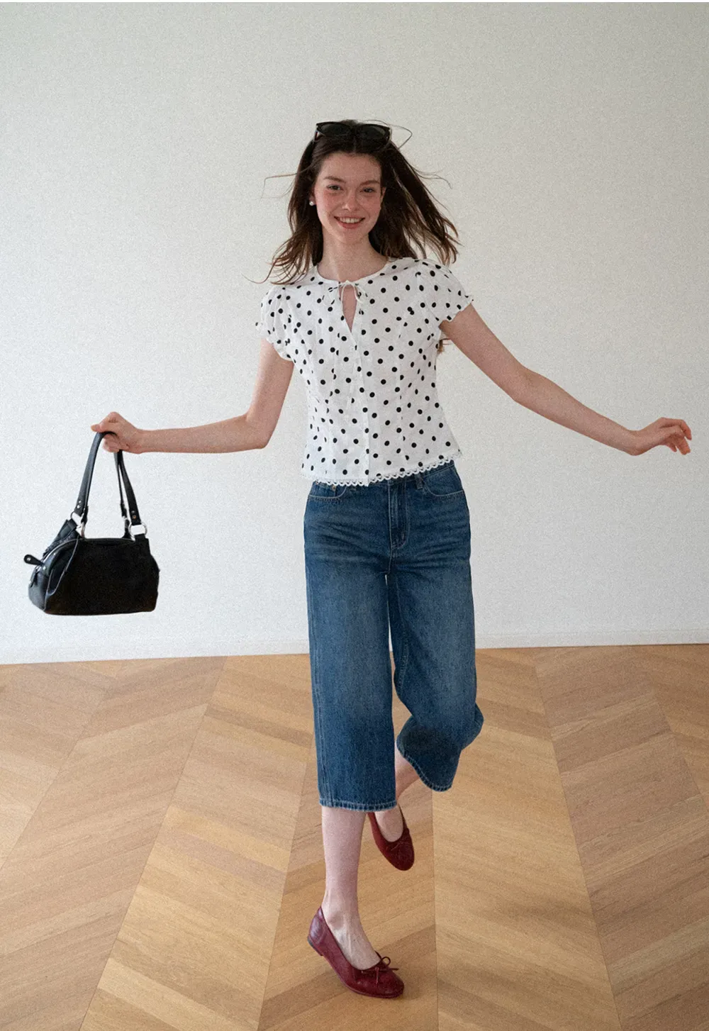 High Waist Cropped Wide Leg Denim Pants