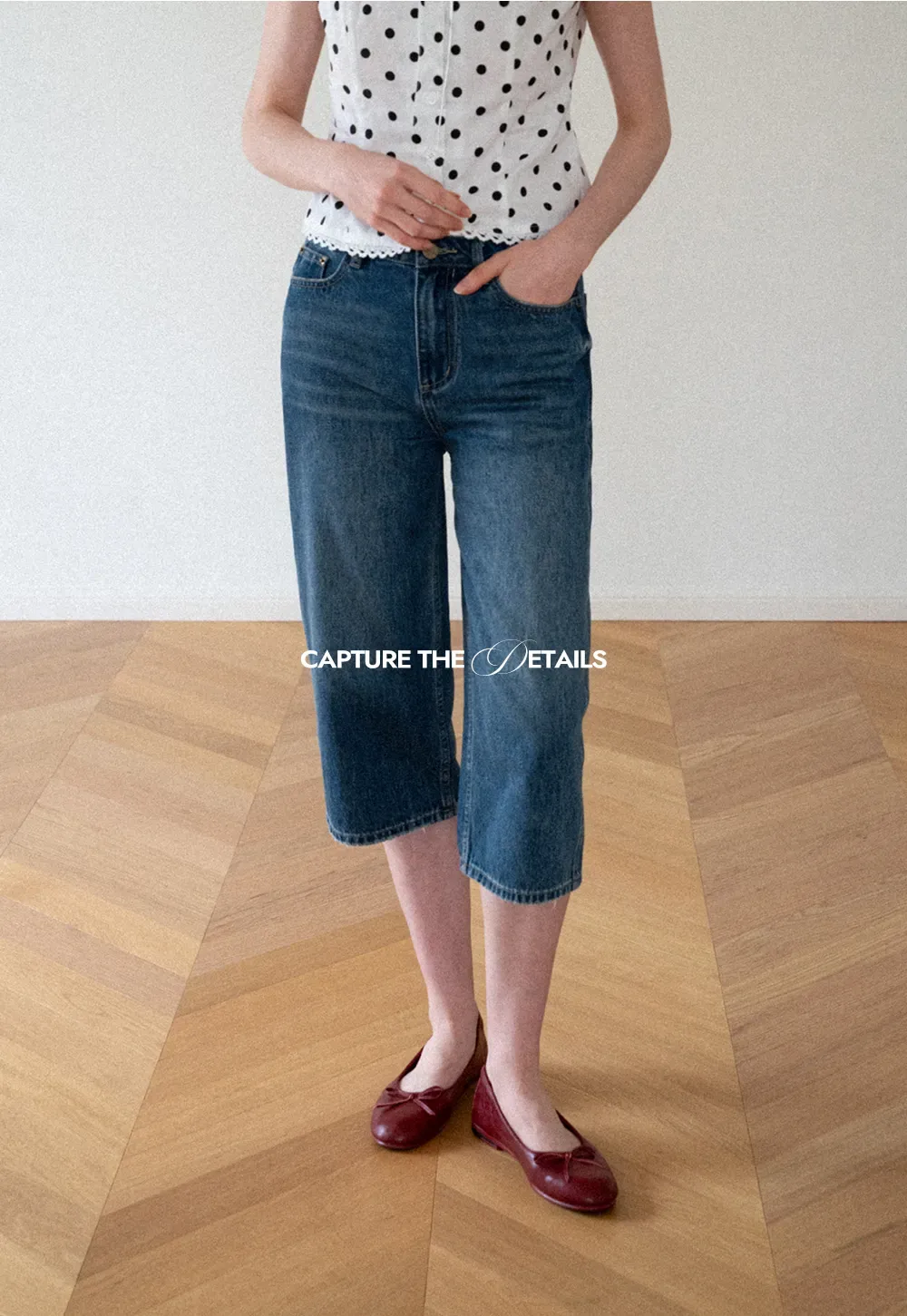 High Waist Cropped Wide Leg Denim Pants