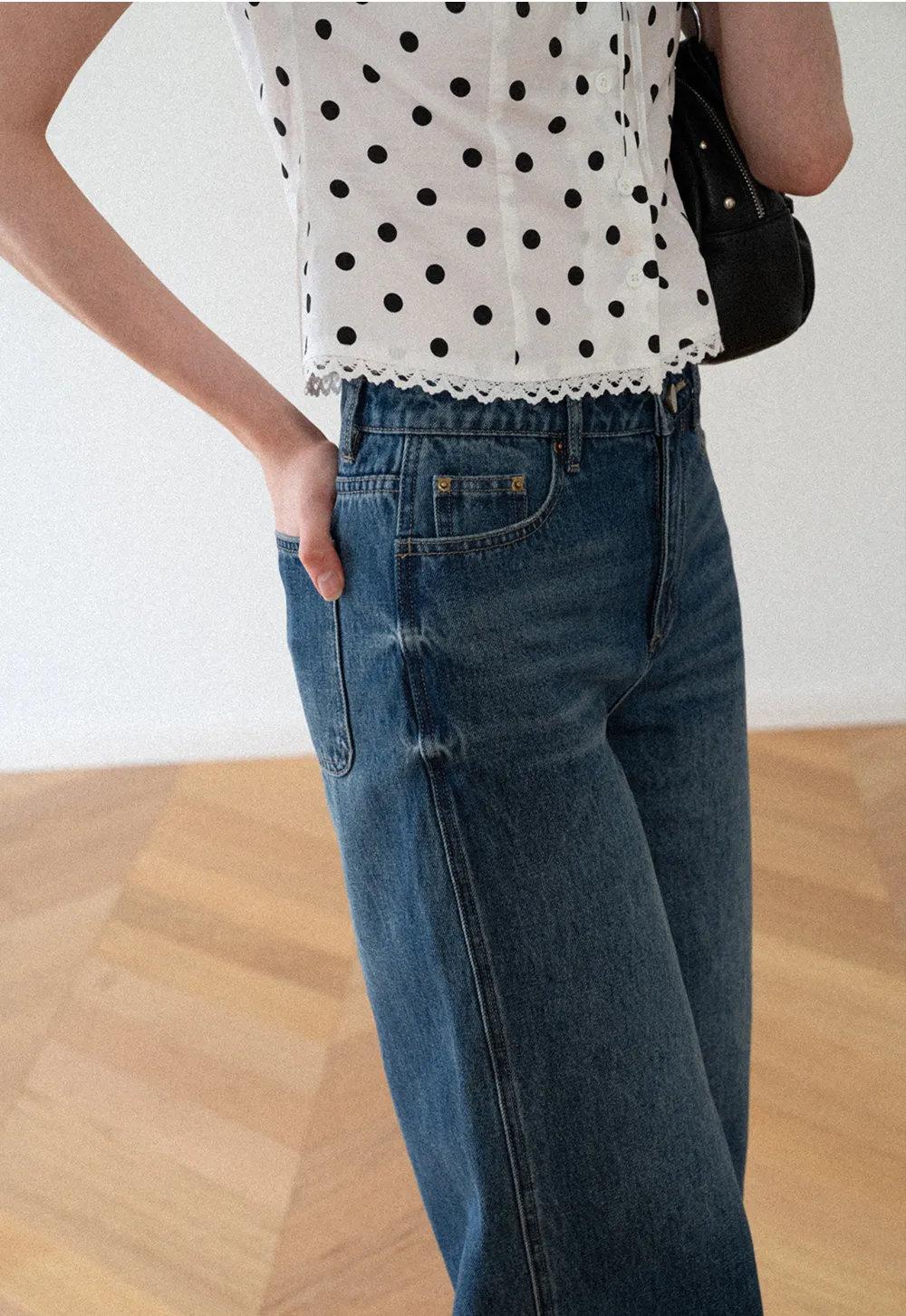 High Waist Cropped Wide Leg Denim Pants