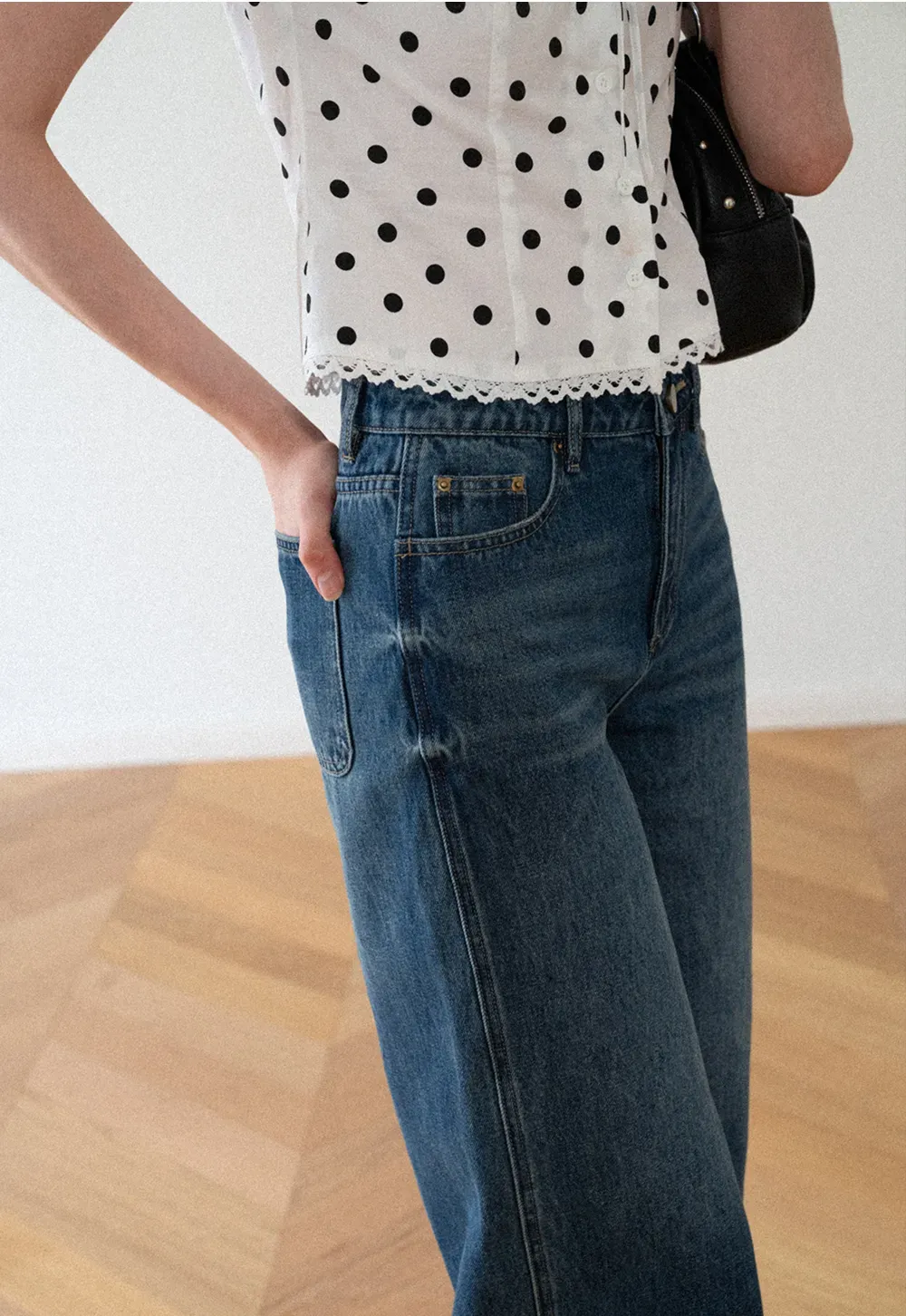High Waist Cropped Wide Leg Denim Pants