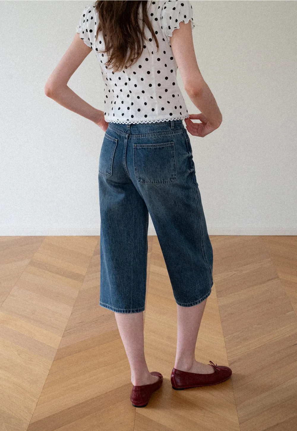 High Waist Cropped Wide Leg Denim Pants