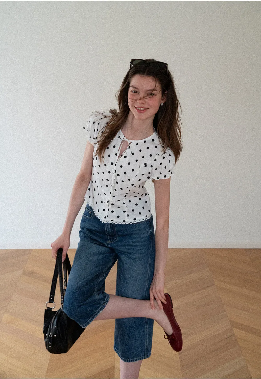 High Waist Cropped Wide Leg Denim Pants