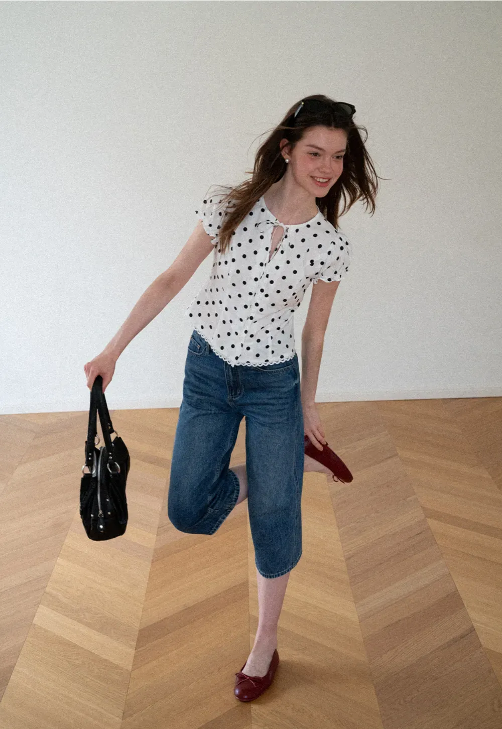 High Waist Cropped Wide Leg Denim Pants