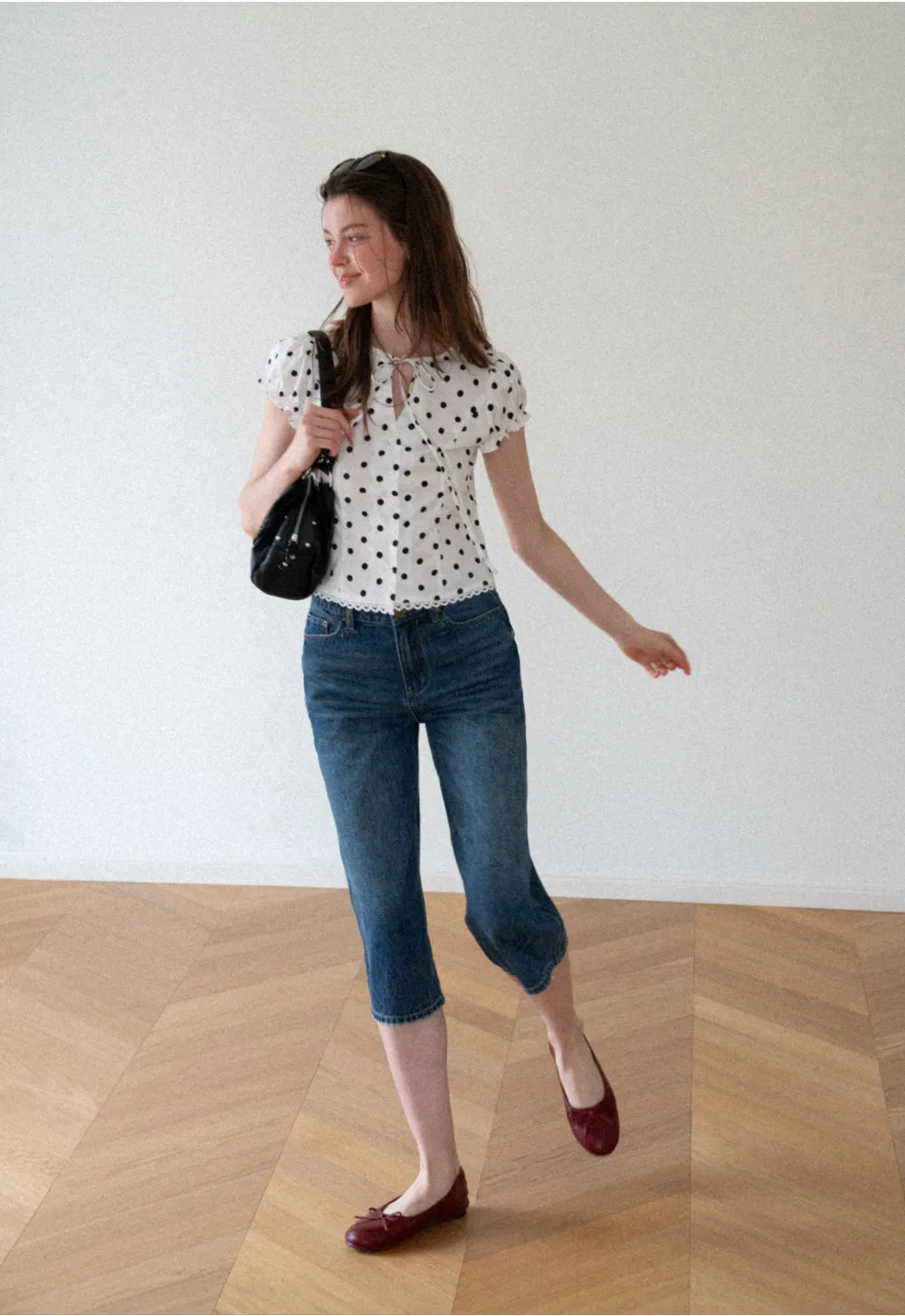High Waist Cropped Wide Leg Denim Pants