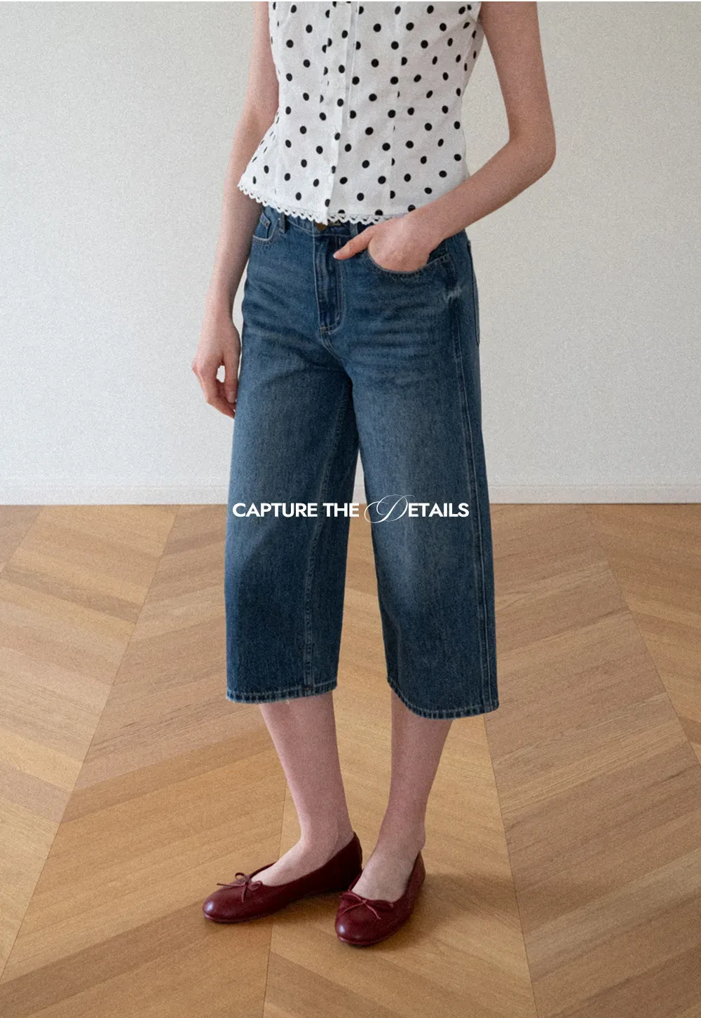 High Waist Cropped Wide Leg Denim Pants