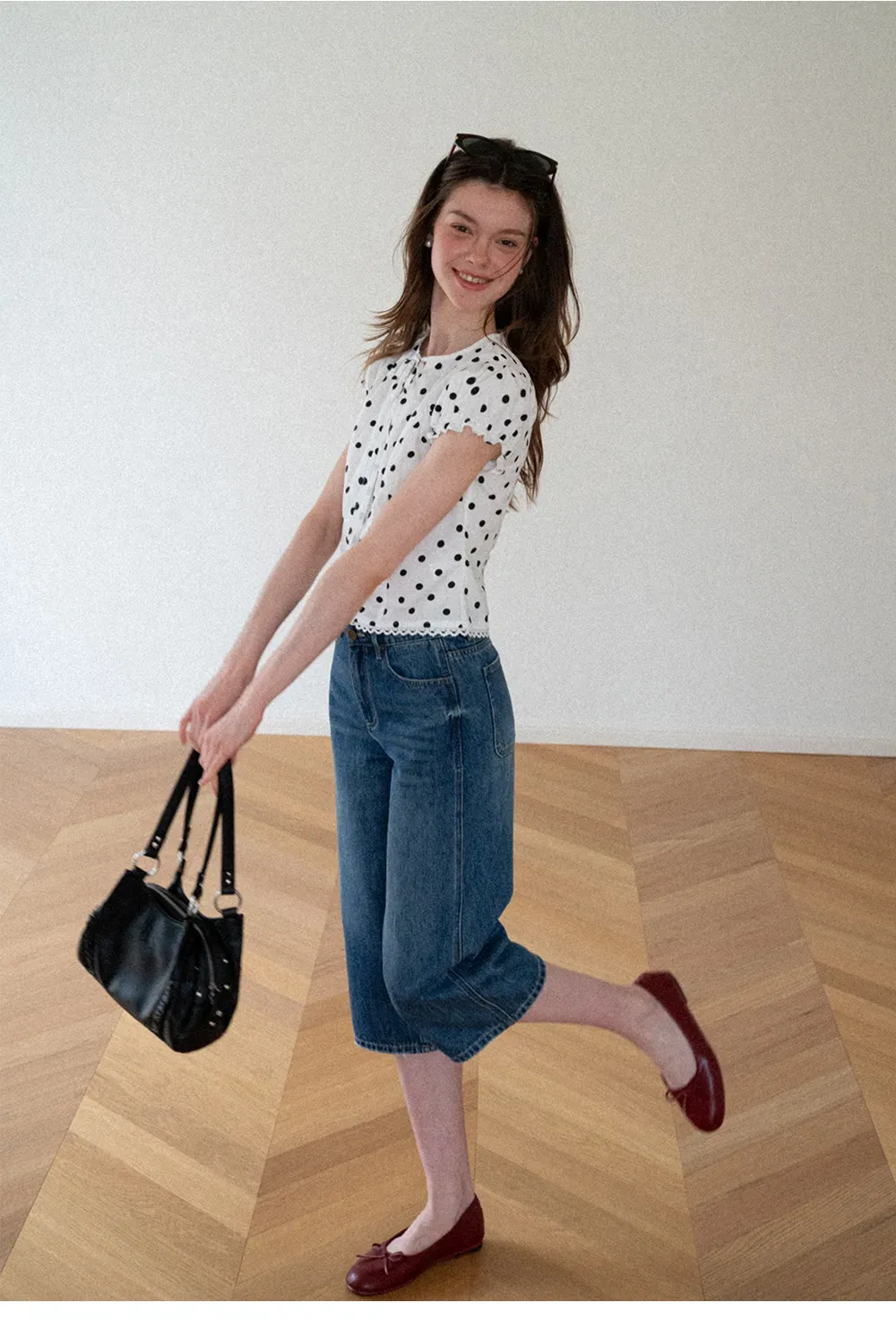 High Waist Cropped Wide Leg Denim Pants