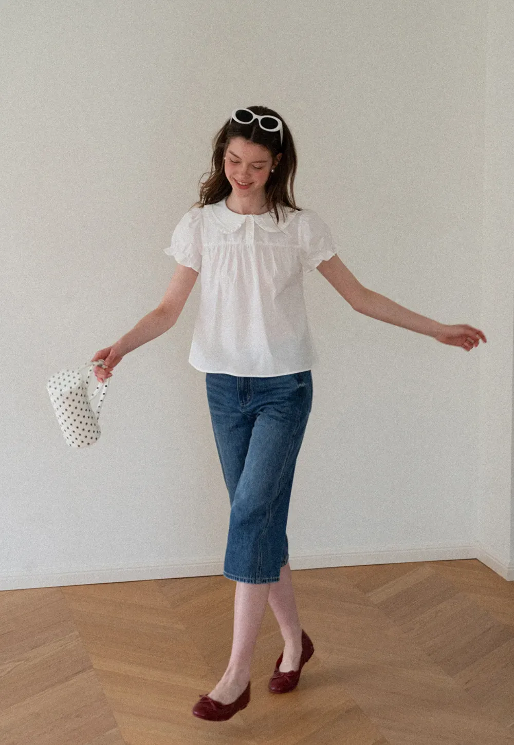 High Waist Cropped Wide Leg Denim Pants