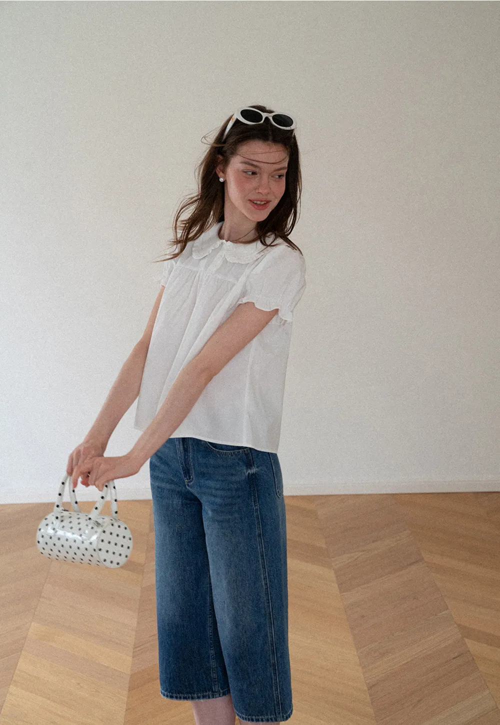 High Waist Cropped Wide Leg Denim Pants