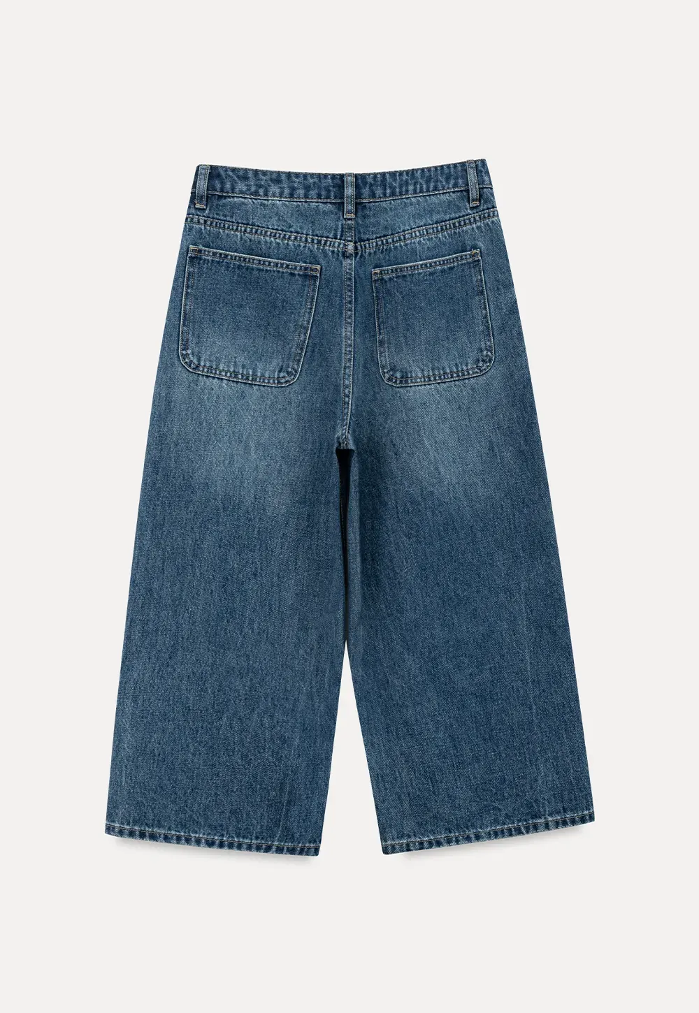 High Waist Cropped Wide Leg Denim Pants