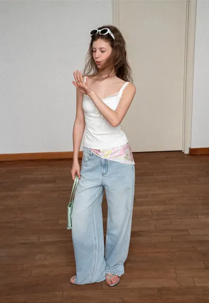 Wide Leg High Waist Denim Jeans