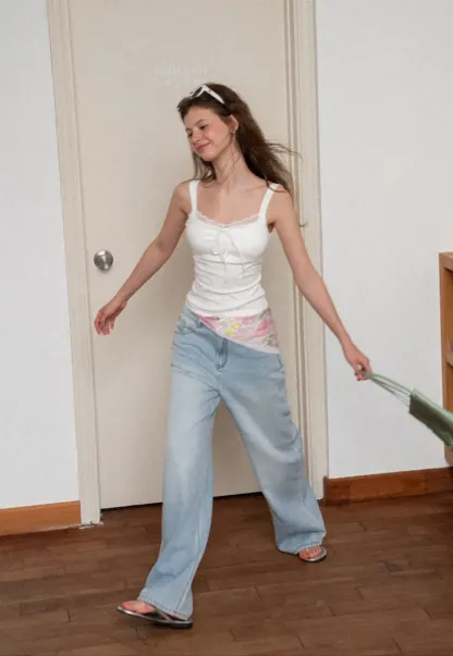 Wide Leg High Waist Denim Jeans