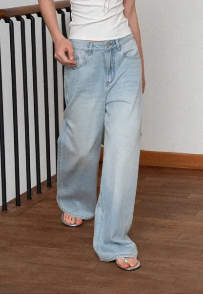 Wide Leg High Waist Denim Jeans