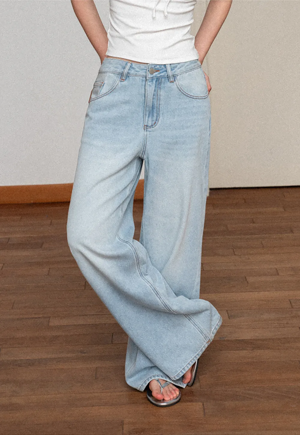 Wide Leg High Waist Denim Jeans