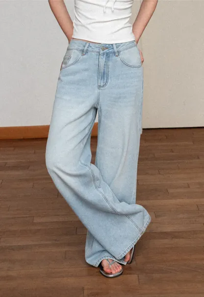 Wide Leg High Waist Denim Jeans