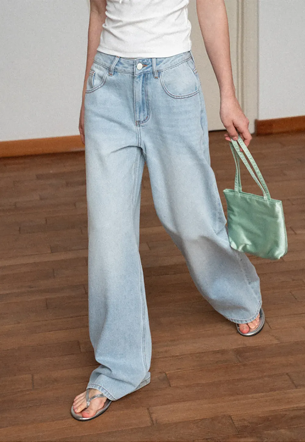 Wide Leg High Waist Denim Jeans