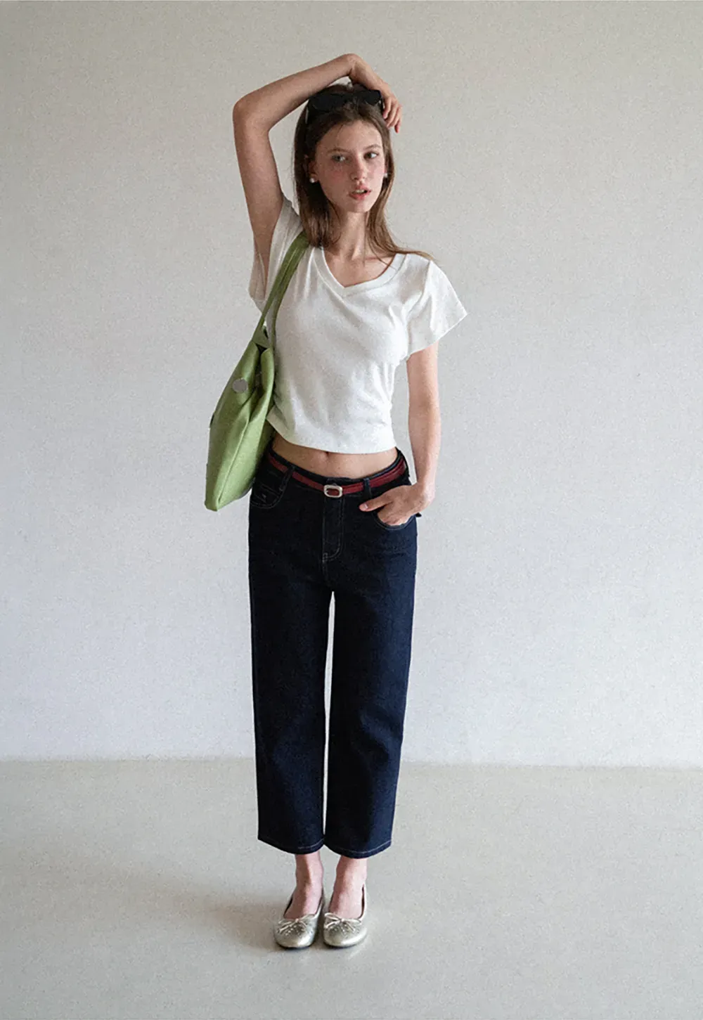 High Waist Straight Cut Cropped Jeans