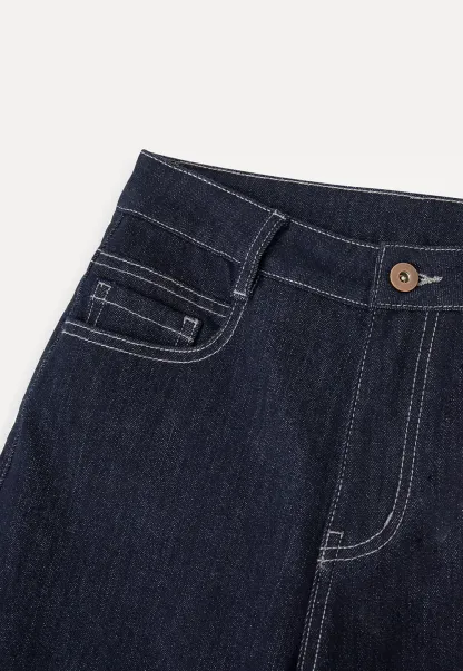 High Waist Straight Cut Cropped Jeans