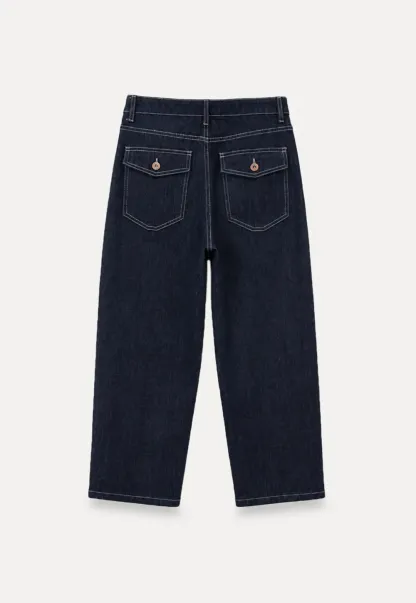 High Waist Straight Cut Cropped Jeans