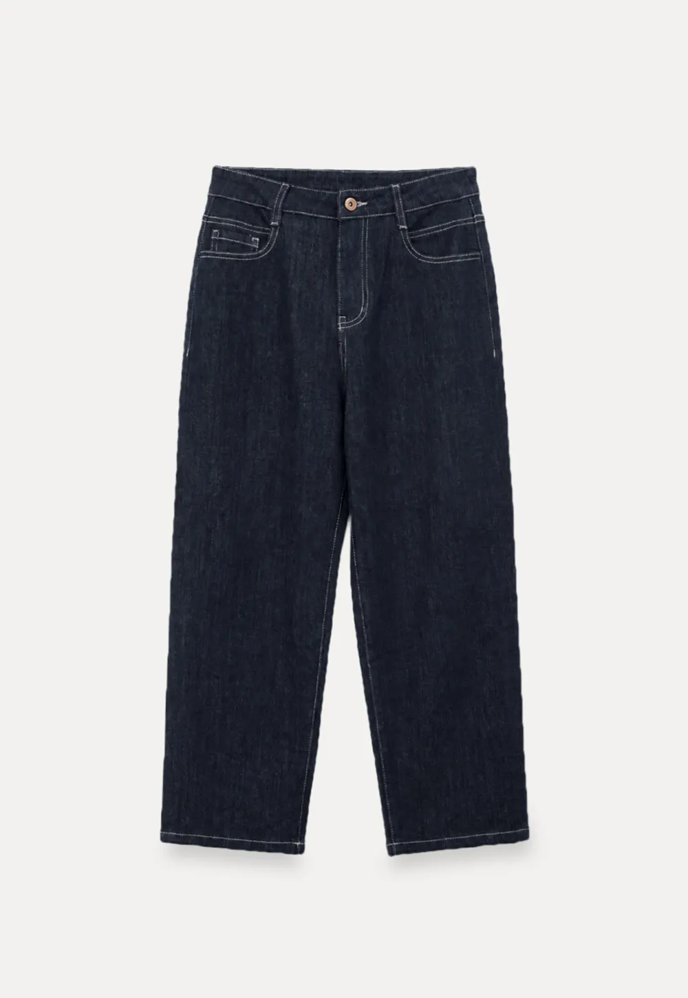 High Waist Straight Cut Cropped Jeans