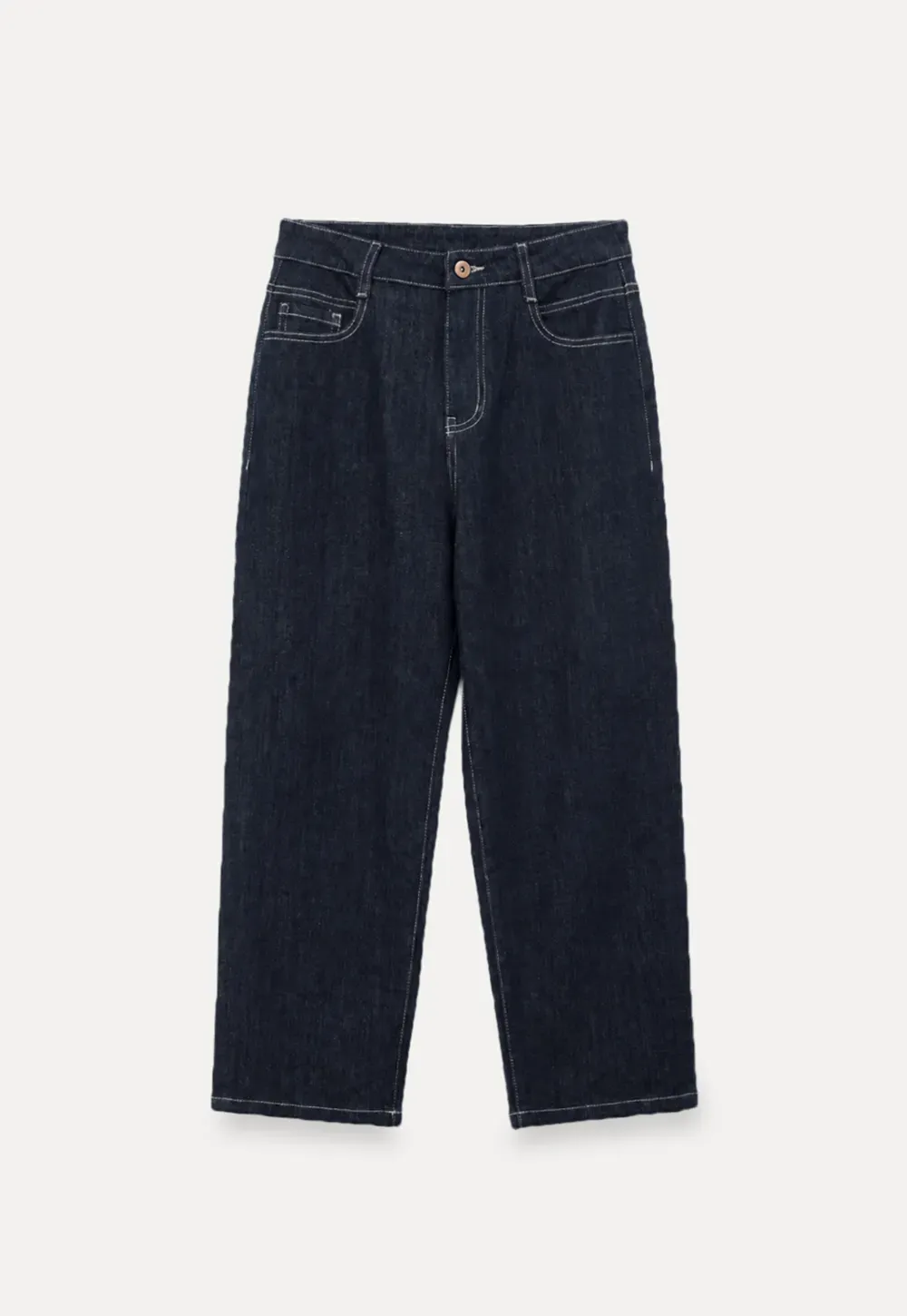 High Waist Straight Cut Cropped Jeans