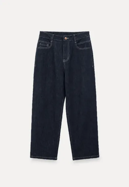 High Waist Straight Cut Cropped Jeans
