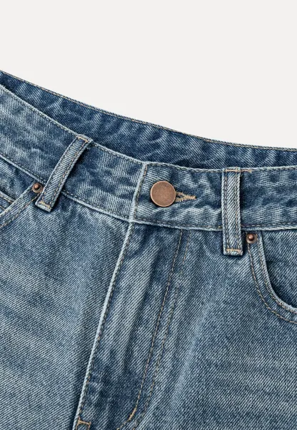 High Waist Cuffed Denim Shorts