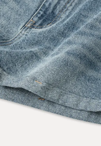 High Waist Cuffed Denim Shorts