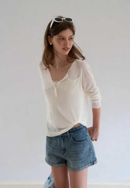 High Waist Cuffed Denim Shorts