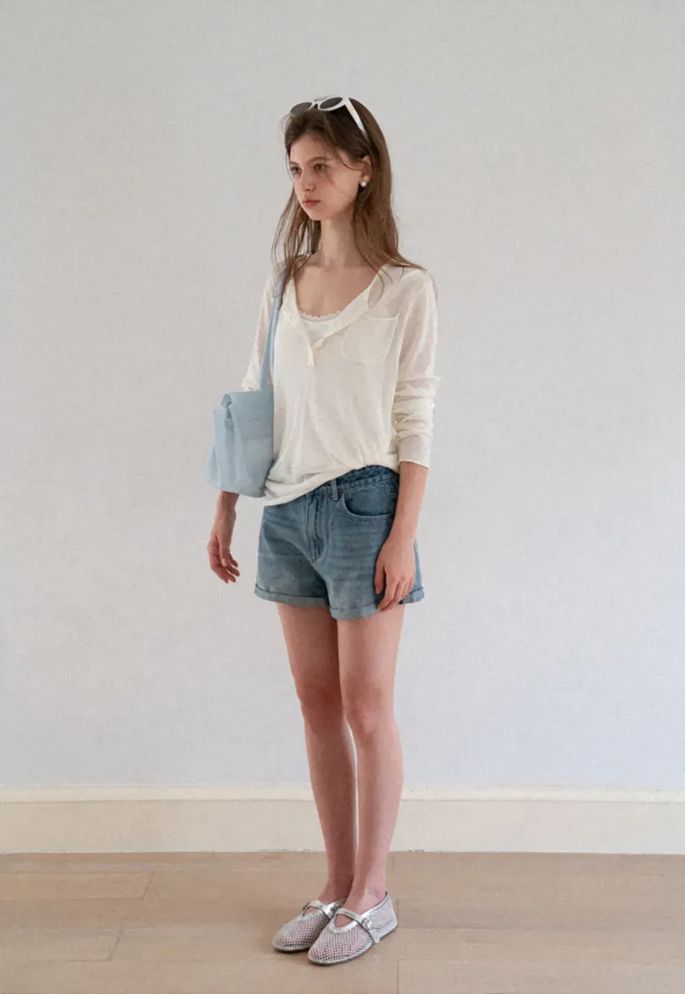 High Waist Cuffed Denim Shorts