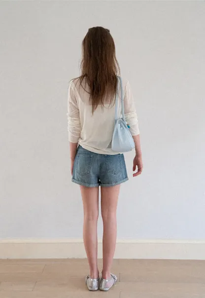 High Waist Cuffed Denim Shorts