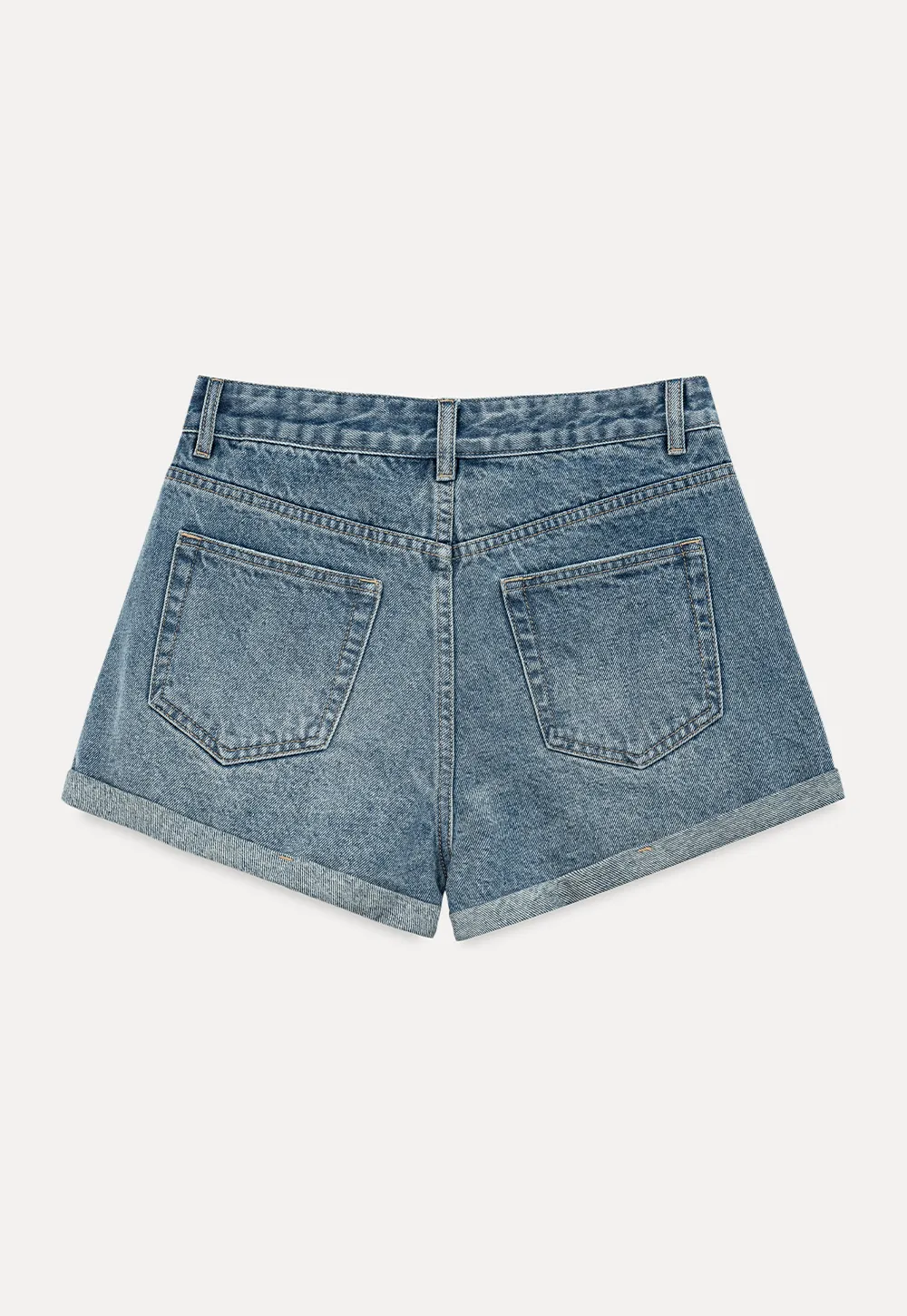 High Waist Cuffed Denim Shorts