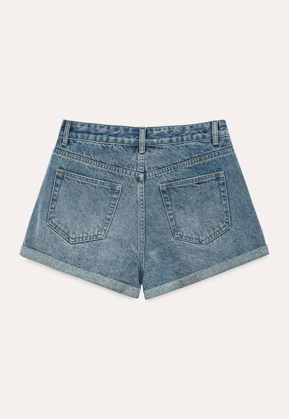 High Waist Cuffed Denim Shorts