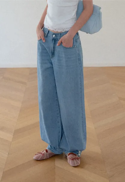 High Waist Wide Leg Denim Jeans
