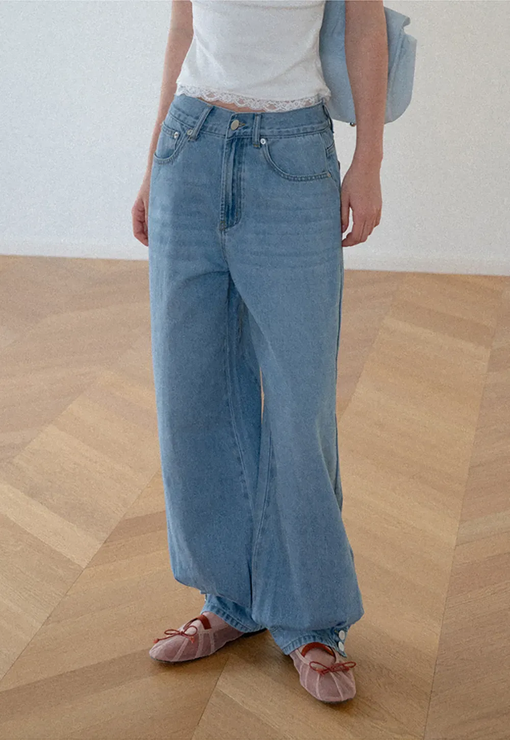High Waist Wide Leg Denim Jeans