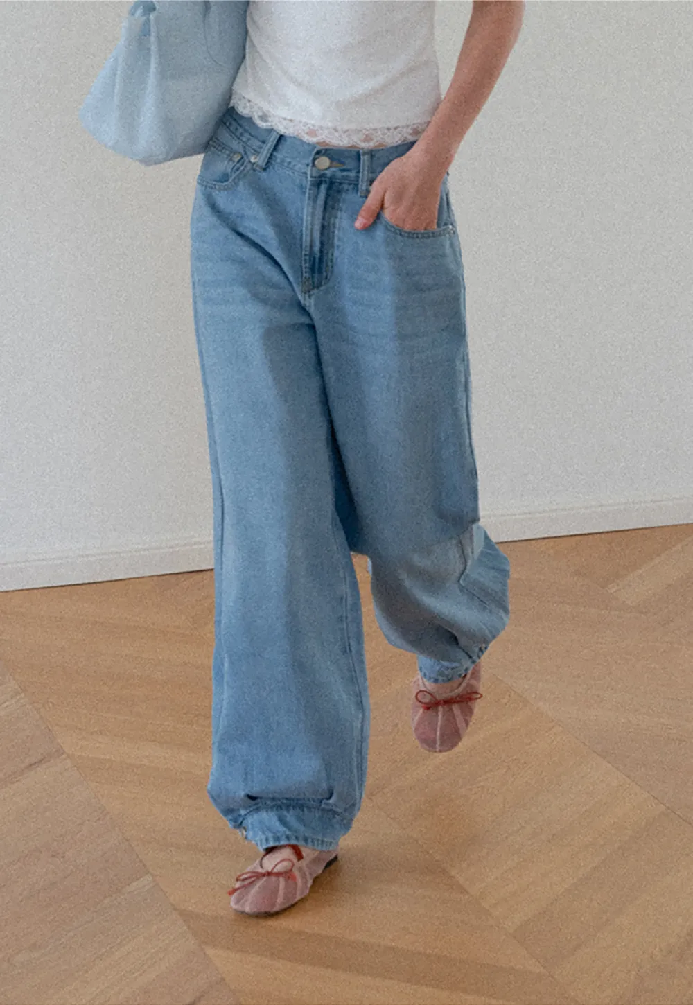 High Waist Wide Leg Denim Jeans