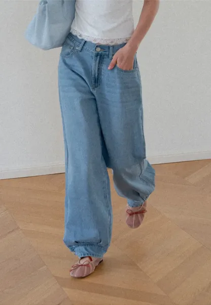 High Waist Wide Leg Denim Jeans