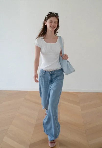 High Waist Wide Leg Denim Jeans