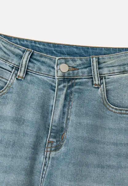 High Waist Wide Leg Straight Fit Jeans