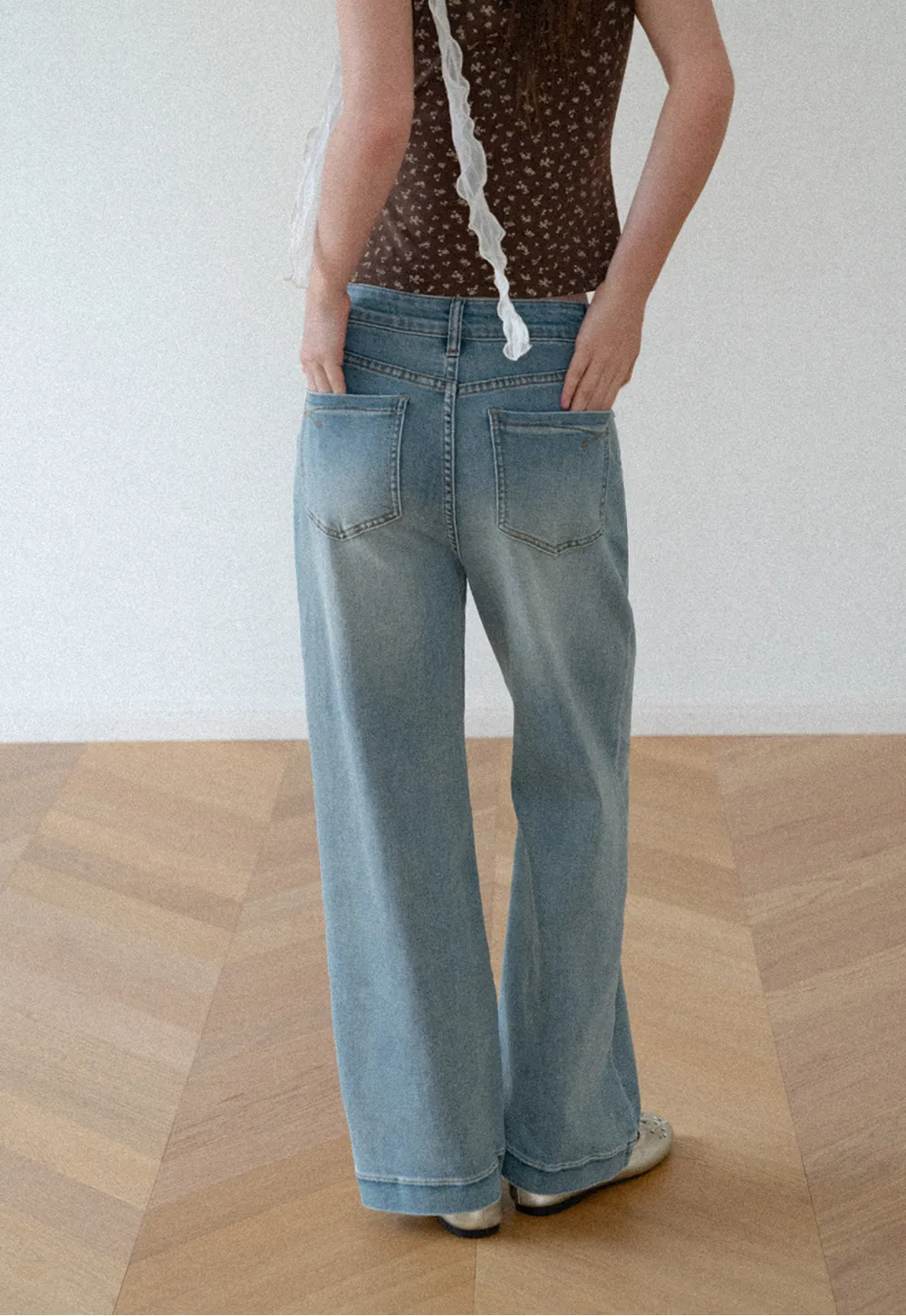 High Waist Wide Leg Straight Fit Jeans