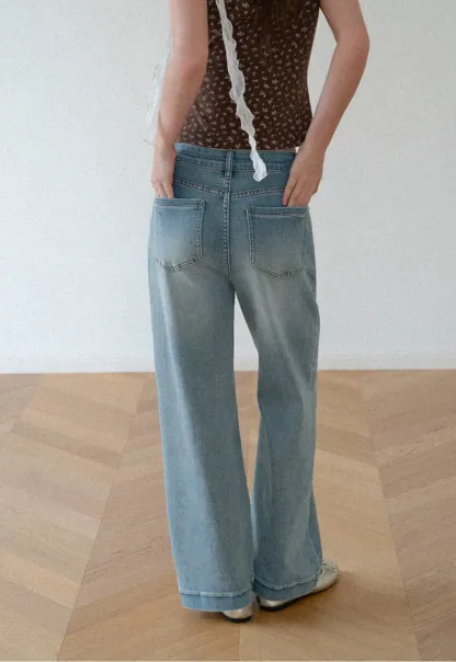 High Waist Wide Leg Straight Fit Jeans