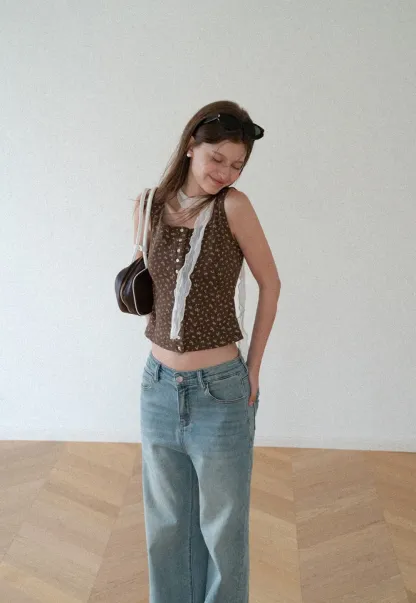 High Waist Wide Leg Straight Fit Jeans